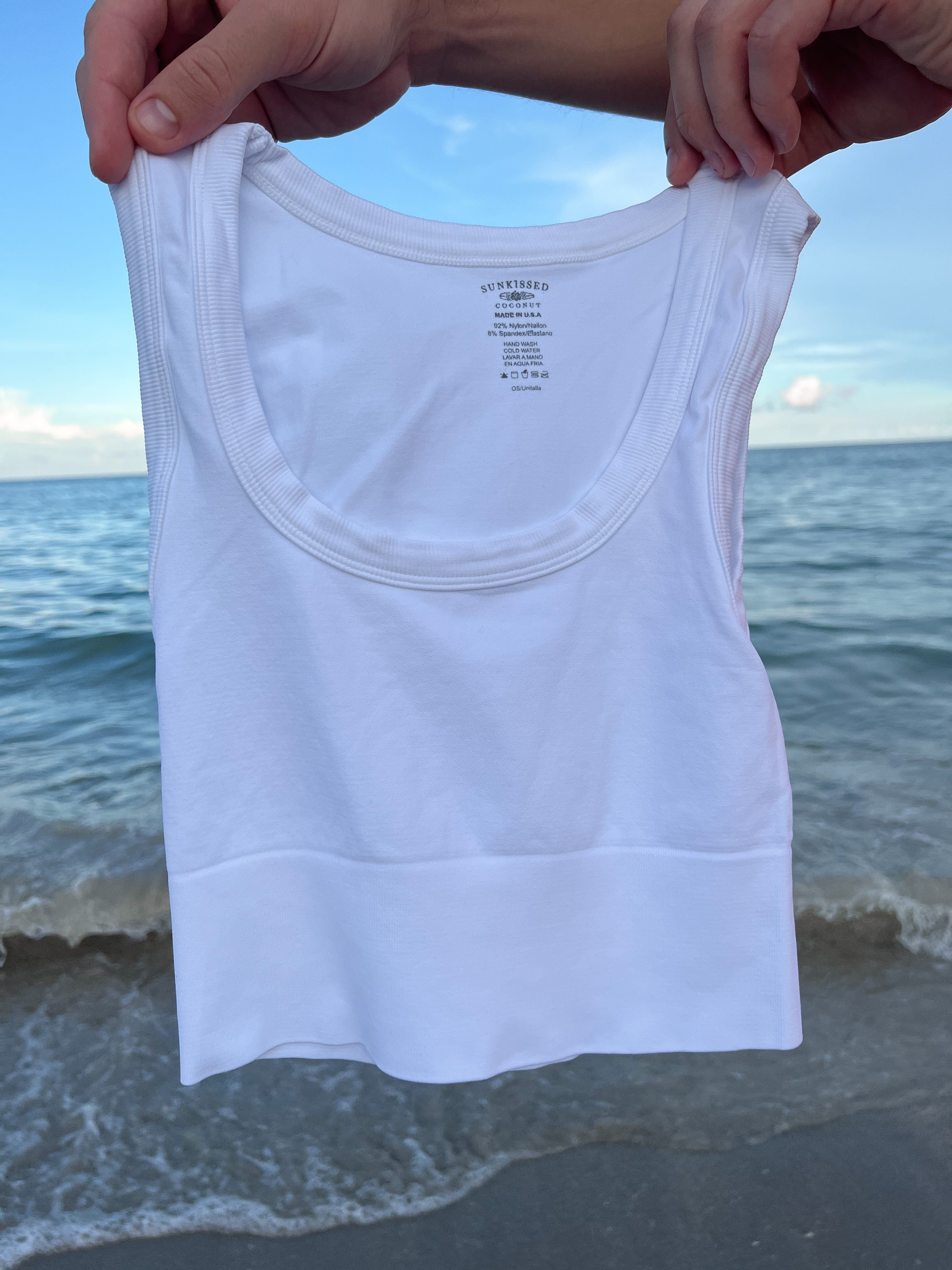Be Ready Scoop Neck Essential Tank Top White sold by Sunkissed Coconut