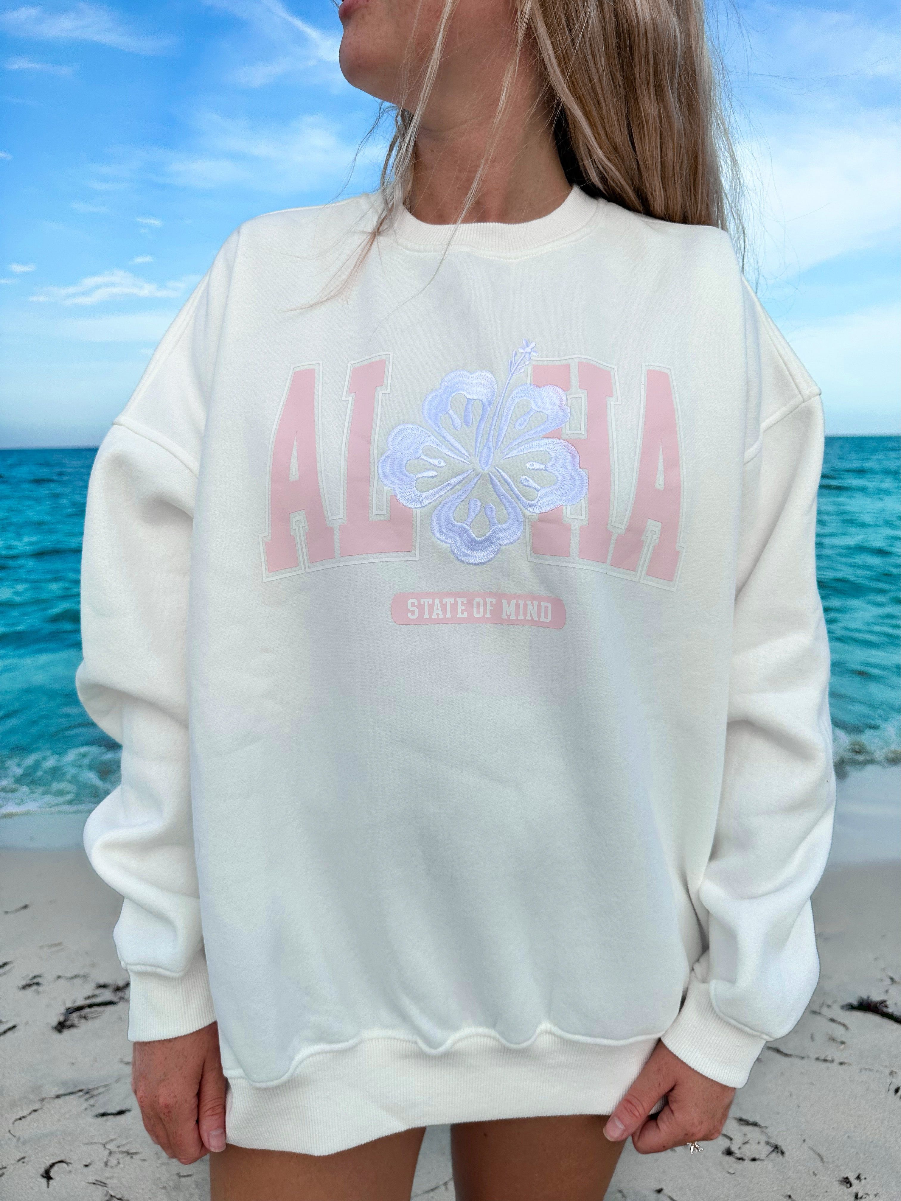 ALOHA PRINTED EMBROIDER SWEATSHIRT sold by Sunkissed Coconut product image thumbnail 3