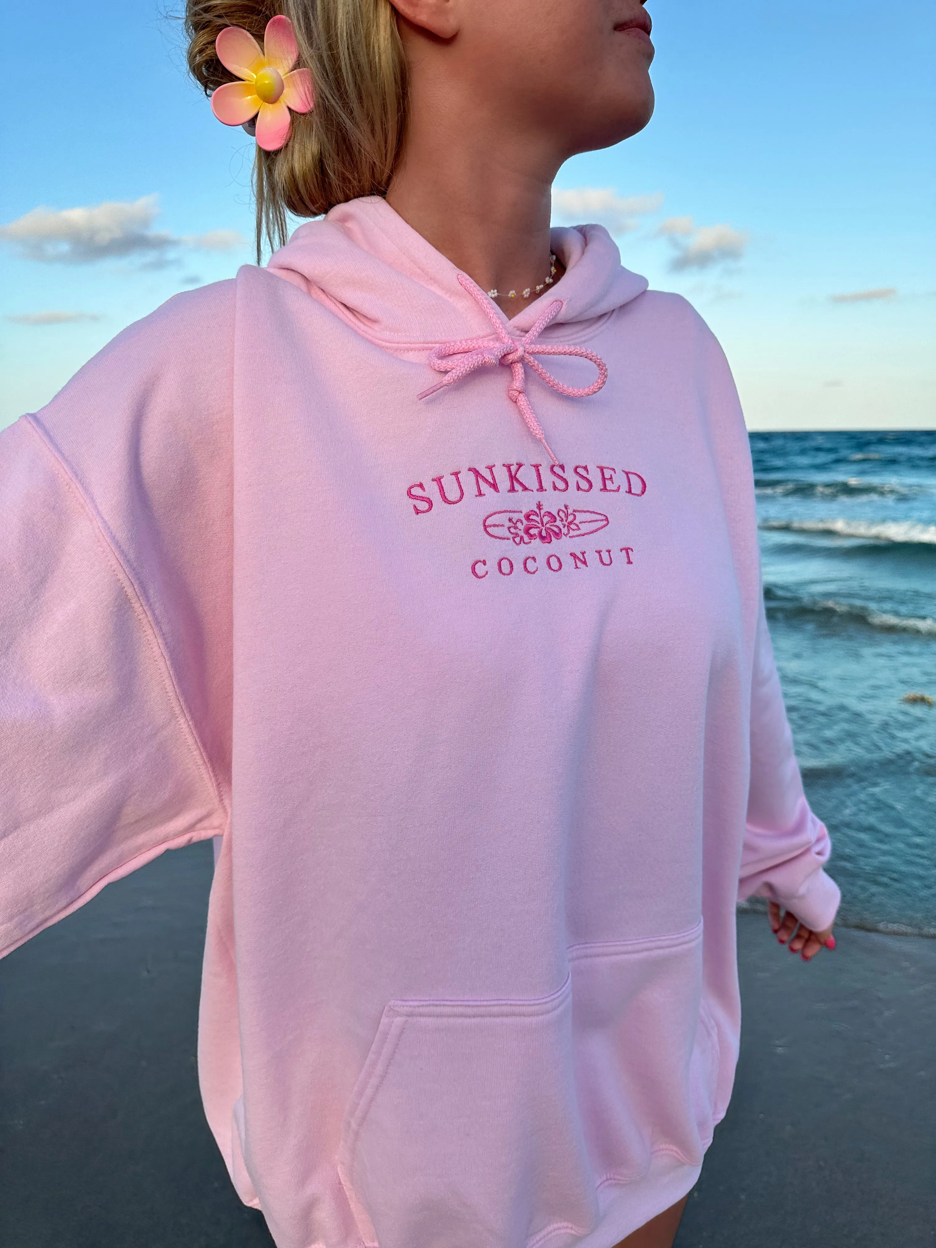 Tana Light Pink Embroider Sunkissedcoconut Hoodie sold by Sunkissed Coconut product image thumbnail 2