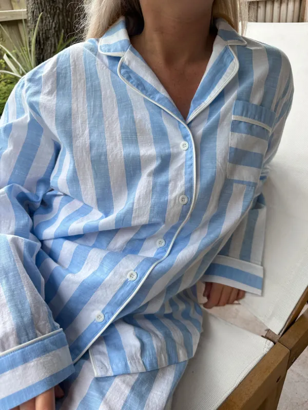A Day In Greece Striped Pajama Top sold by Sunkissed Coconut