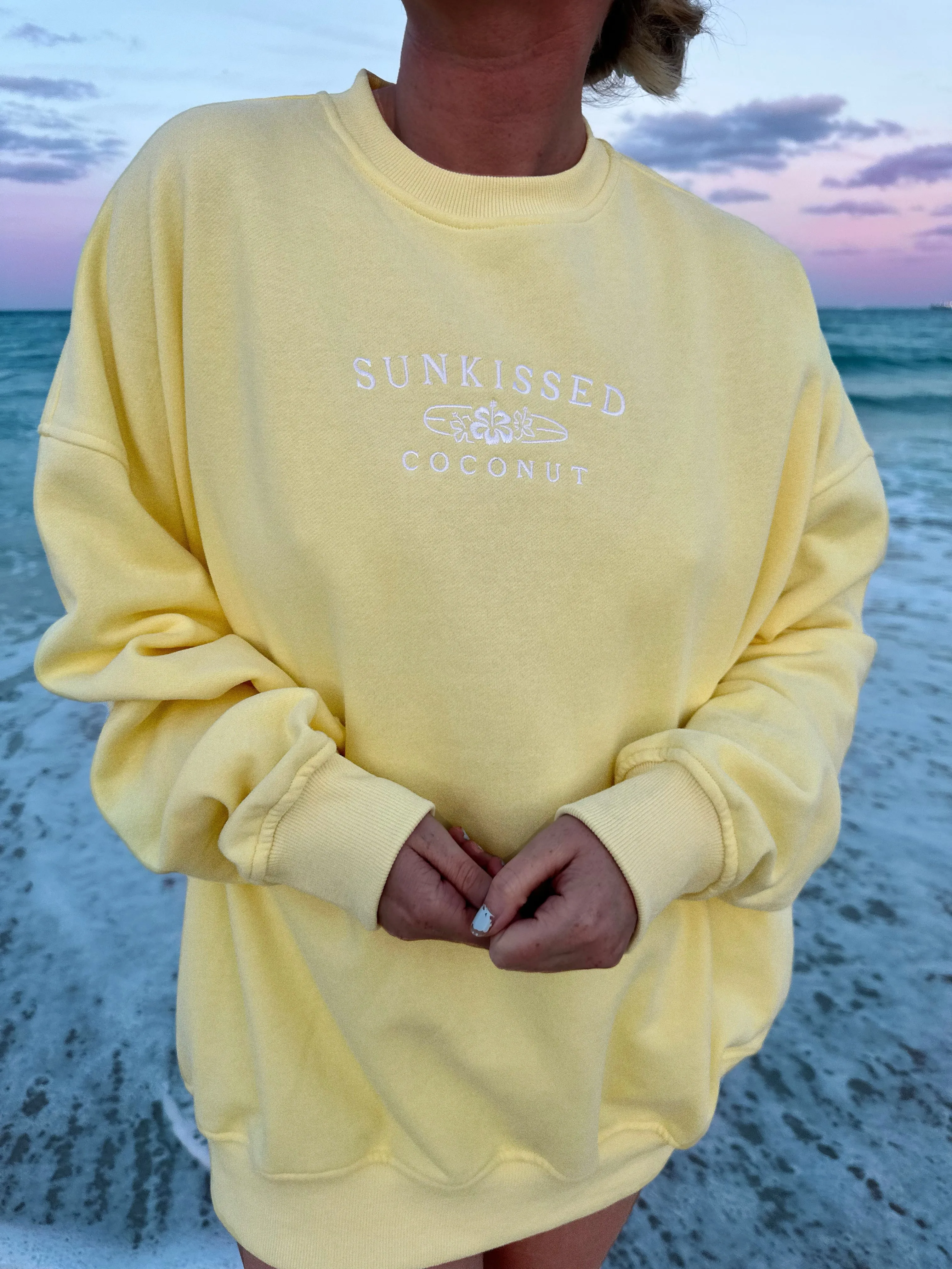 Isabella Banana Yellow Sunkissedcoconut Embroider Sweatshirt sold by Sunkissed Coconut