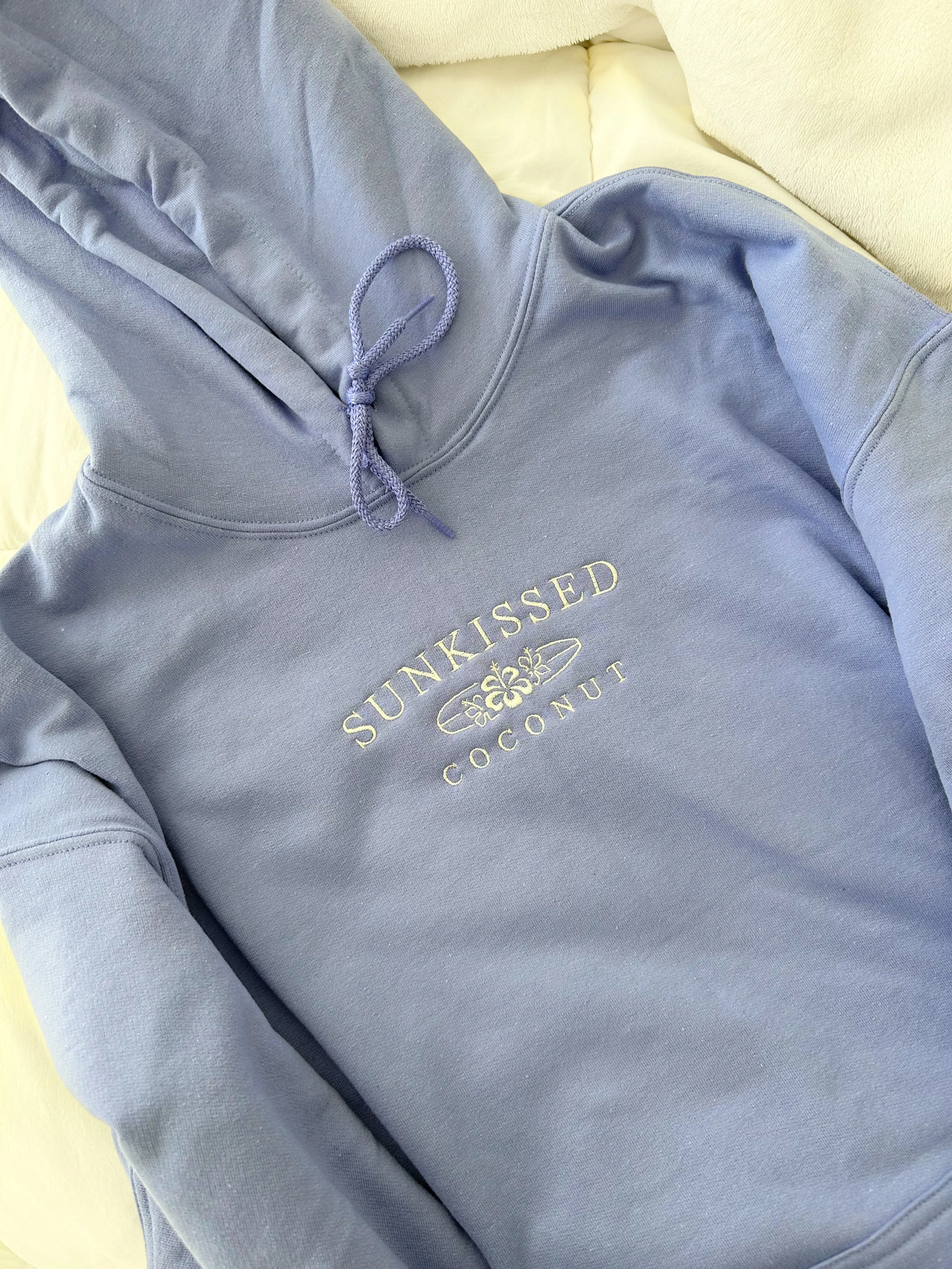 Soft Purple Embroider Sunkissedcoconut Hoodie sold by Sunkissed Coconut