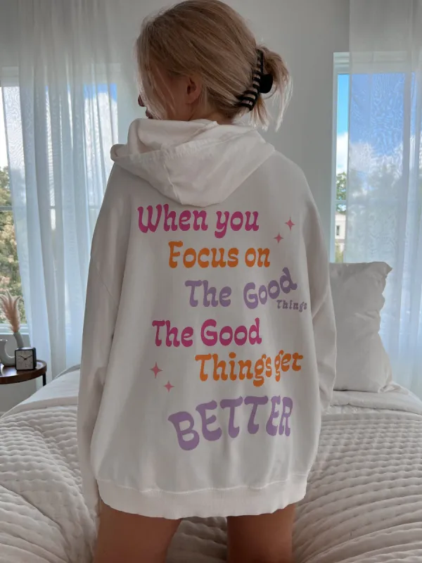 Focus On The Good Hoodie made by Sunkissed Coconut
