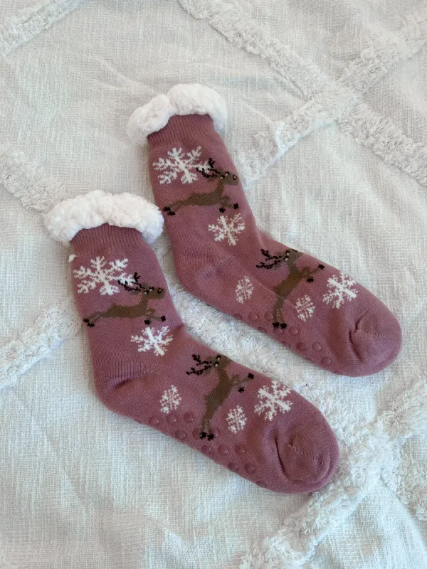 The Cutest Christmas Socks In Pink made by Sunkissed Coconut