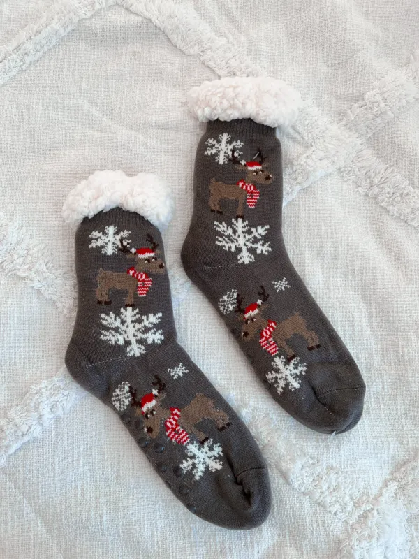The Cutest Christmas Socks In Dark Gray sold by Sunkissed Coconut
