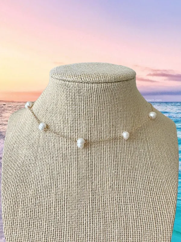 BASIL FRESHWATER PEARL LINKED CHOKER sold by Sunkissed Coconut