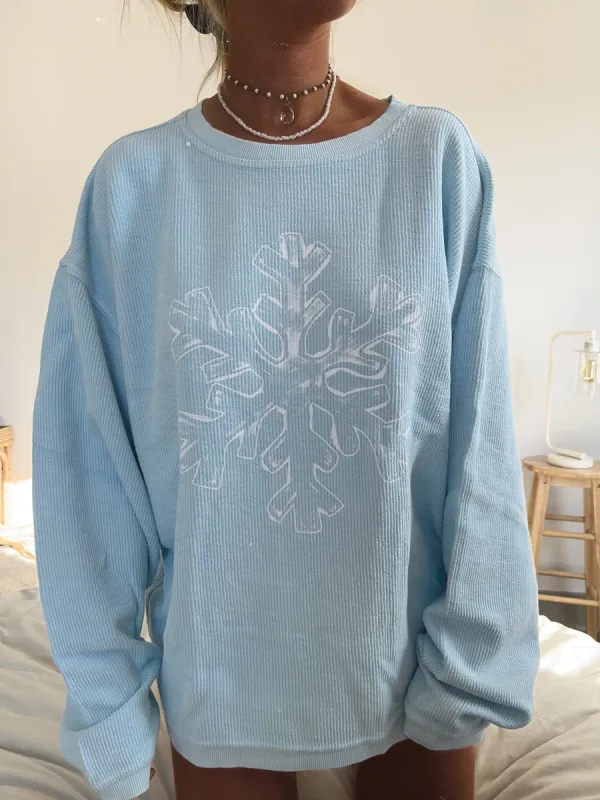 Blue Corded Snowflake Sweatshirt sold by Sunkissed Coconut