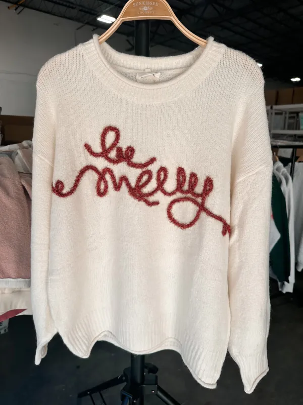 Be Merry Cozy Christmas Sweater sold by Sunkissed Coconut