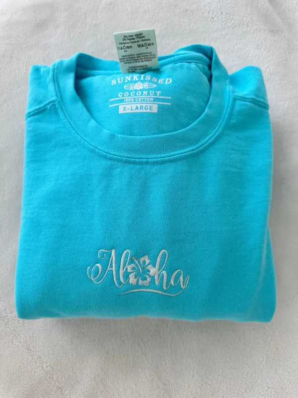 Lagoon Embroider Aloha Sweatshirt sold by Sunkissed Coconut