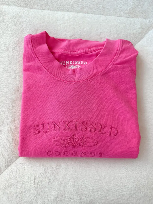 Vibrant Pink Embroider Sunkissedcoconut Tee sold by Sunkissed Coconut
