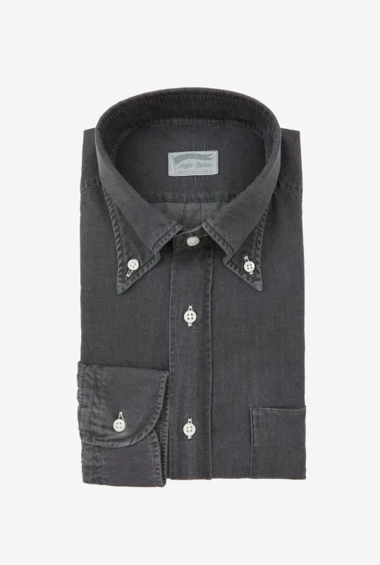 Button Down Sport Shirt Black Wash Denim made by Anglo Italian