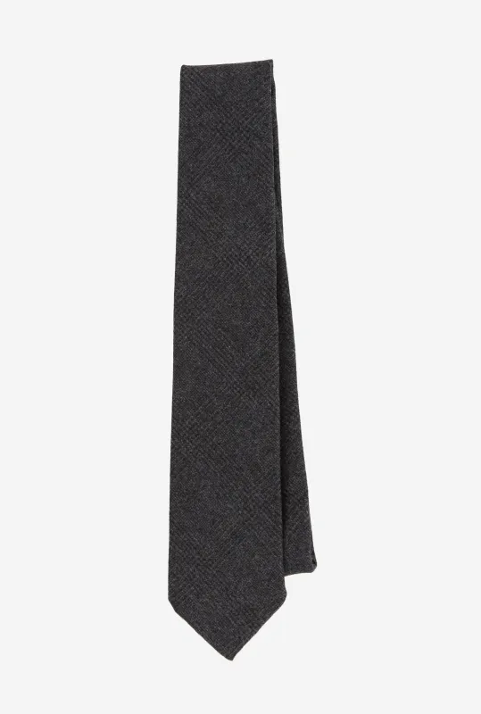 Tie Wool-Cashmere Charcoal Glen Plaid made by Anglo Italian