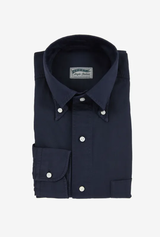 Grande Sport Shirt Garment Dye Navy sold by Anglo Italian
