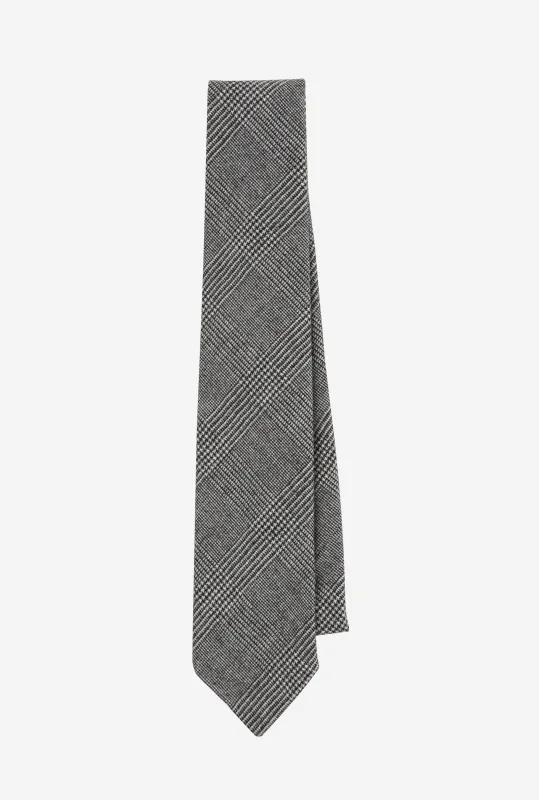 Tie Wool-Cashmere Grey Glen Plaid made by Anglo Italian
