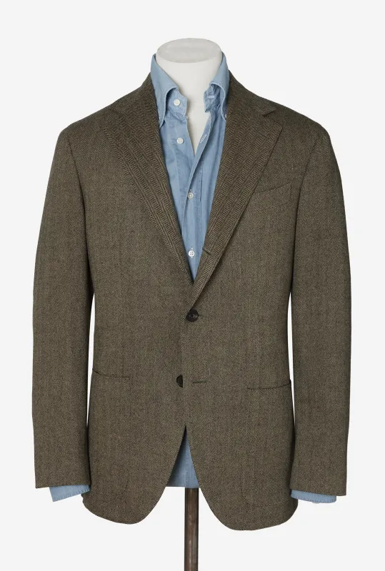 Sport Jacket Wool Herringbone Sand sold by Anglo Italian