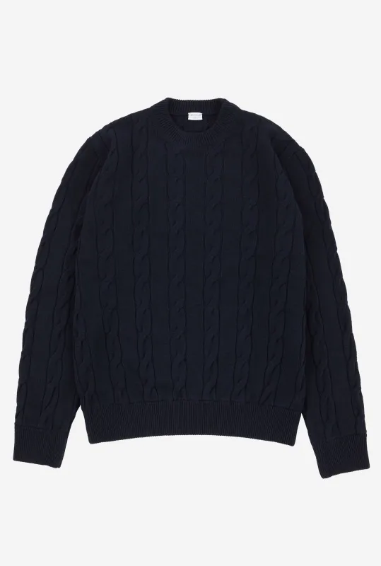 Cableknit Wool-Cashmere Navy sold by Anglo Italian