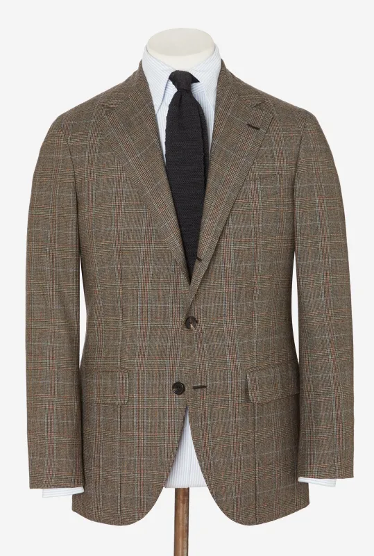Suit Single Breasted Sand Glen Plaid Multi Overcheck sold by Anglo Italian
