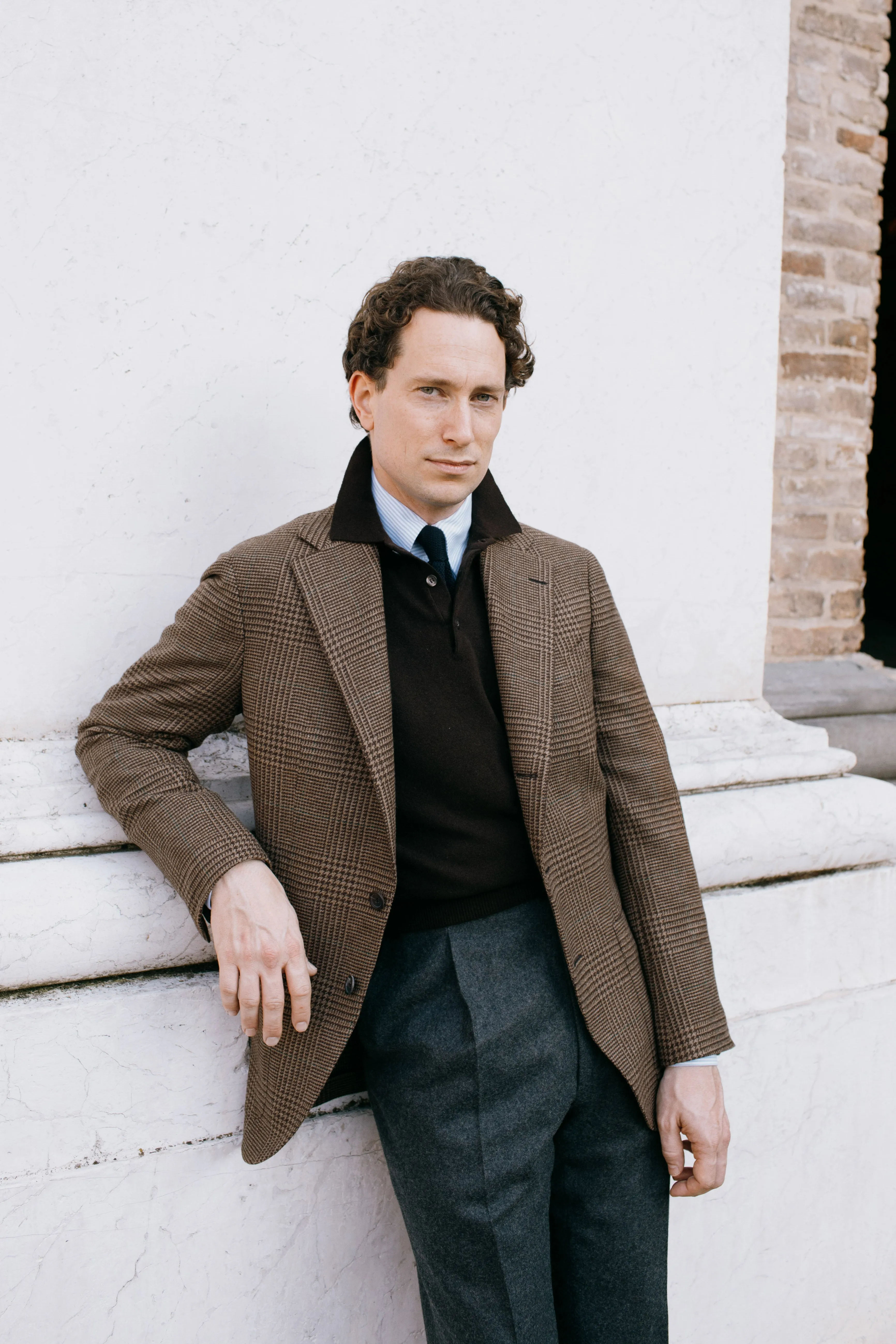 Raglan Sleeve Polo Wool-Cashmere Brown sold by Anglo Italian product image thumbnail 2