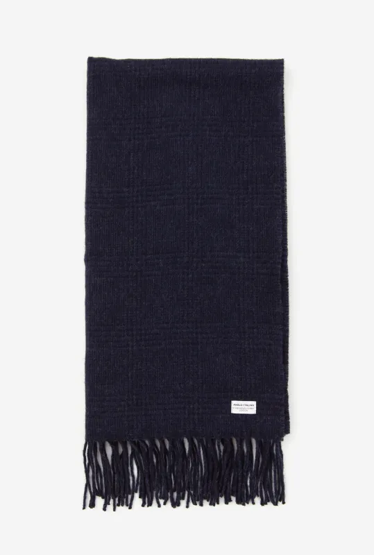 Wool Scarf Navy Glen Plaid sold by Anglo Italian
