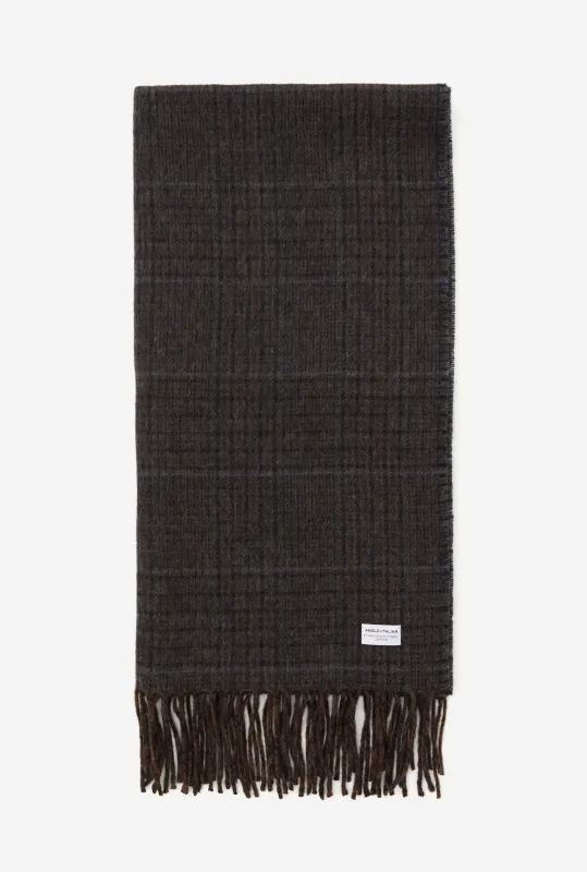 Wool Scarf Brown Glen Plaid Green Sky Overcheck sold by Anglo Italian