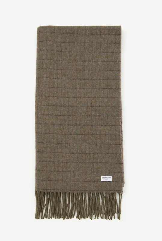 Wool Scarf Moss Green Brown Overcheck sold by Anglo Italian