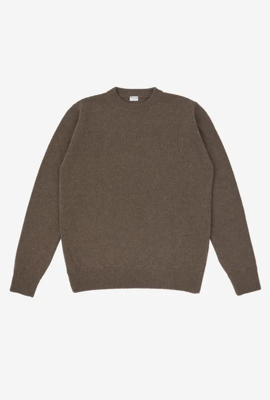 Crewneck Lambswool Shetland Blend Brown sold by Anglo Italian