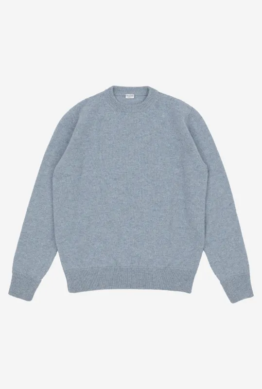 Crewneck Lambswool Shetland Blend Ice Blue sold by Anglo Italian