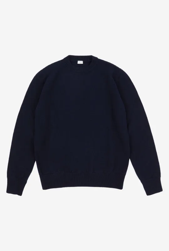 Crewneck Lambswool Shetland Blend Navy sold by Anglo Italian