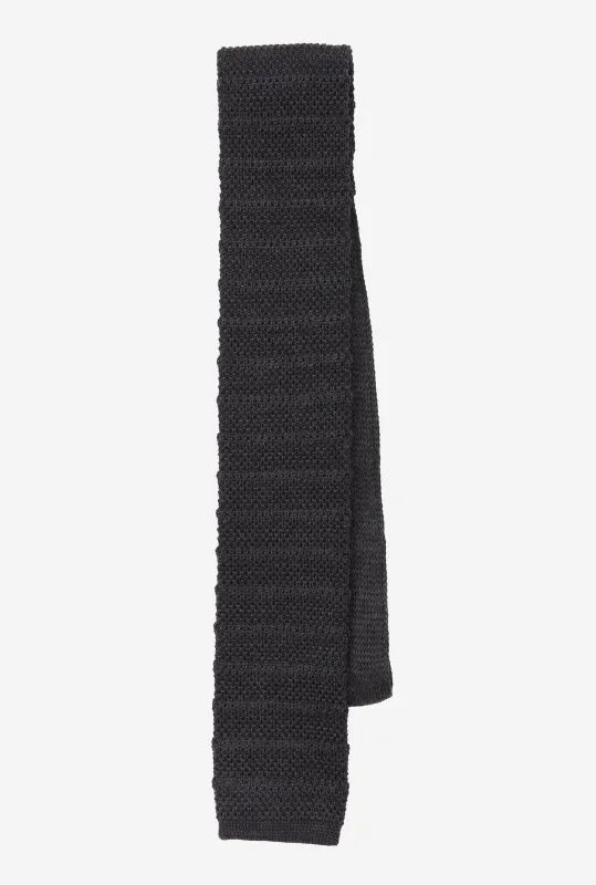 Knit Tie Wool Stripe Charcoal sold by Anglo Italian
