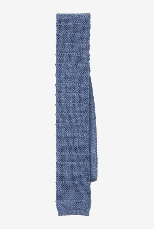 Knit Tie Wool Stripe Blue made by Anglo Italian