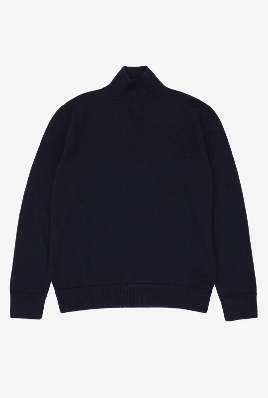 Mockneck Lambswool Navy sold by Anglo Italian