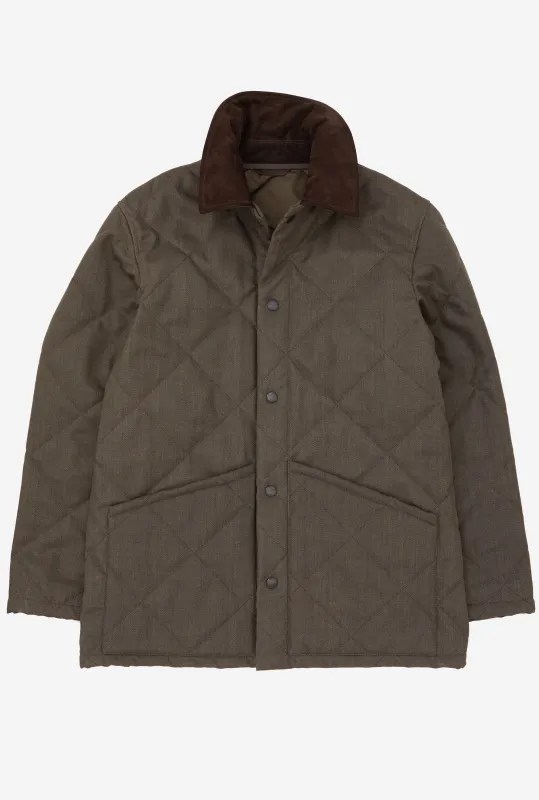 Quilted Jacket Oiled Cavalry Twill Taupe sold by Anglo Italian