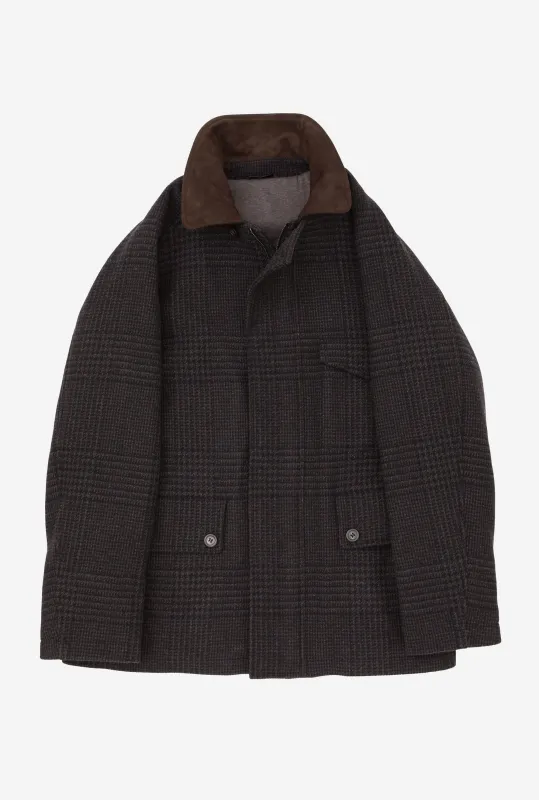 Country Coat Wool-Cashmere Brown Glen Plaid sold by Anglo Italian