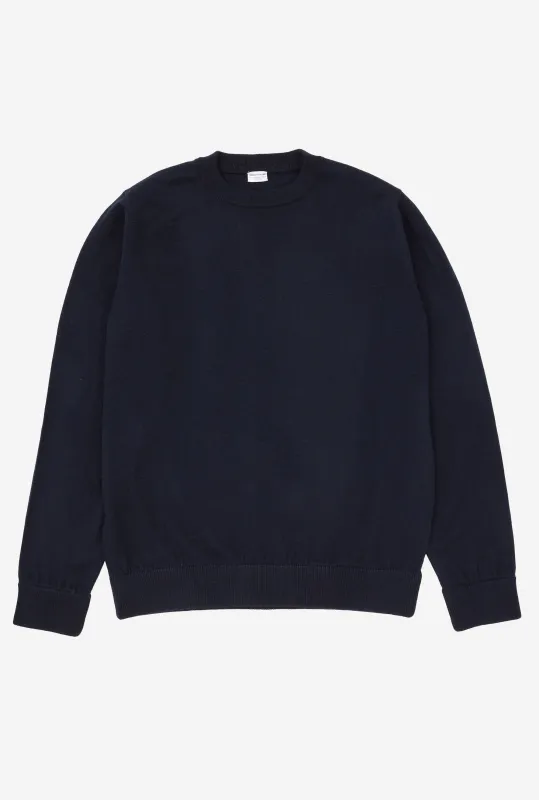 Crewneck Merino Wool Navy sold by Anglo Italian