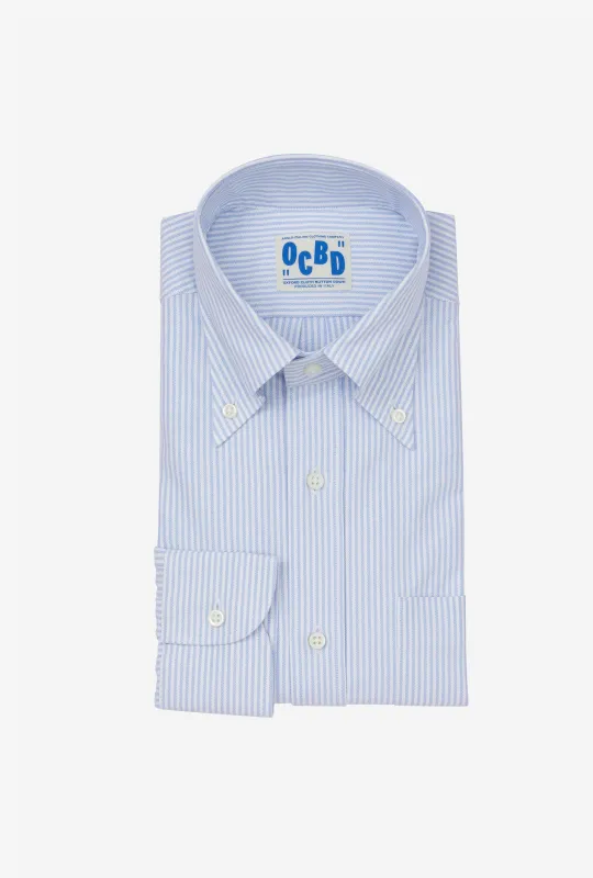 OCBD Shirt University Stripe Blue Oxford sold by Anglo Italian