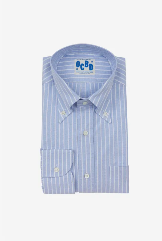 OCBD Shirt Reverse Stripe Blue Oxford sold by Anglo Italian