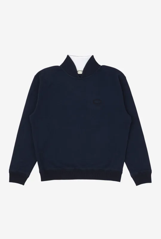 Split Neck Sweatshirt Navy sold by Anglo Italian