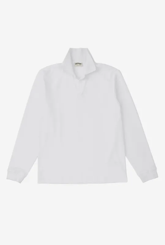 Sports Polo Long Sleeve White sold by Anglo Italian