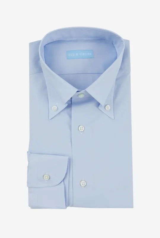 Button Down Cotton Poplin Shirt Sky Blue sold by Anglo Italian
