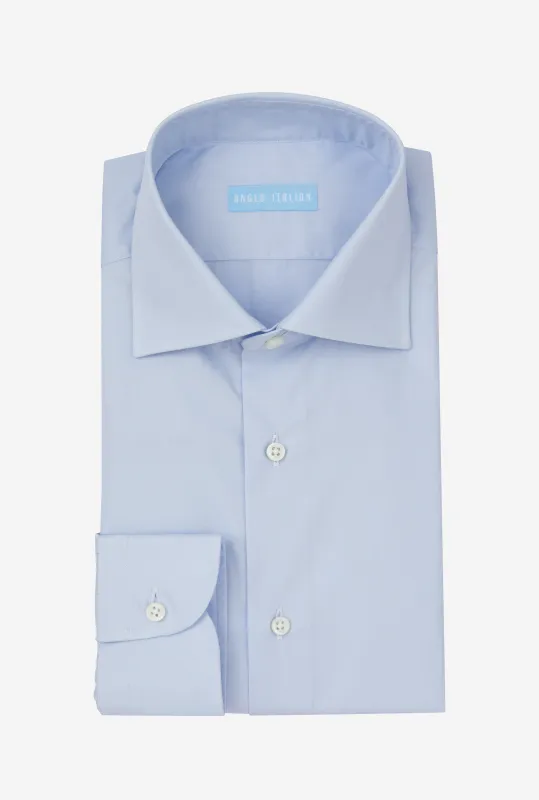 Spread Collar Shirt Cotton Poplin Sky Blue sold by Anglo Italian