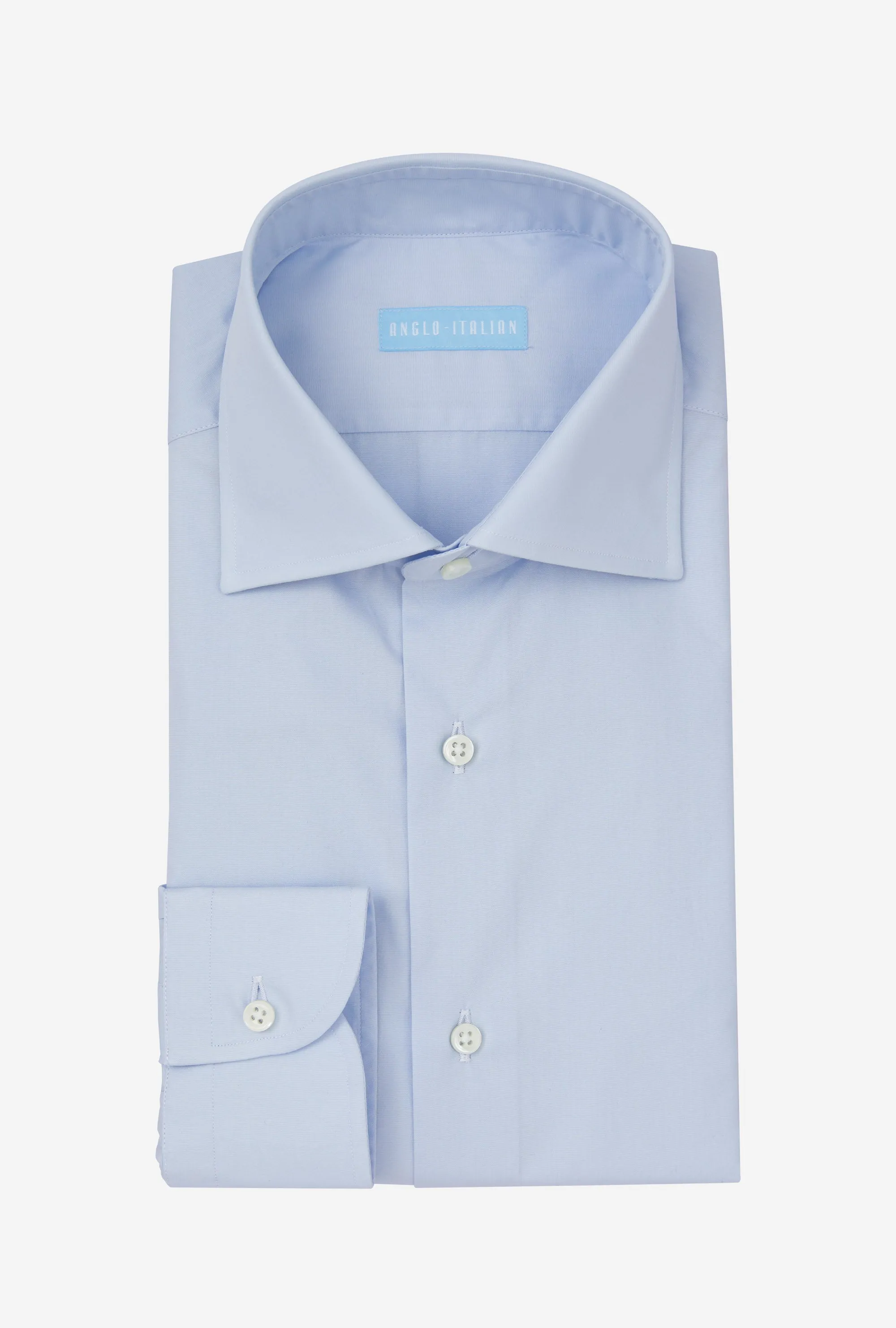 Spread Collar Shirt Cotton Poplin Sky Blue sold by Anglo Italian
