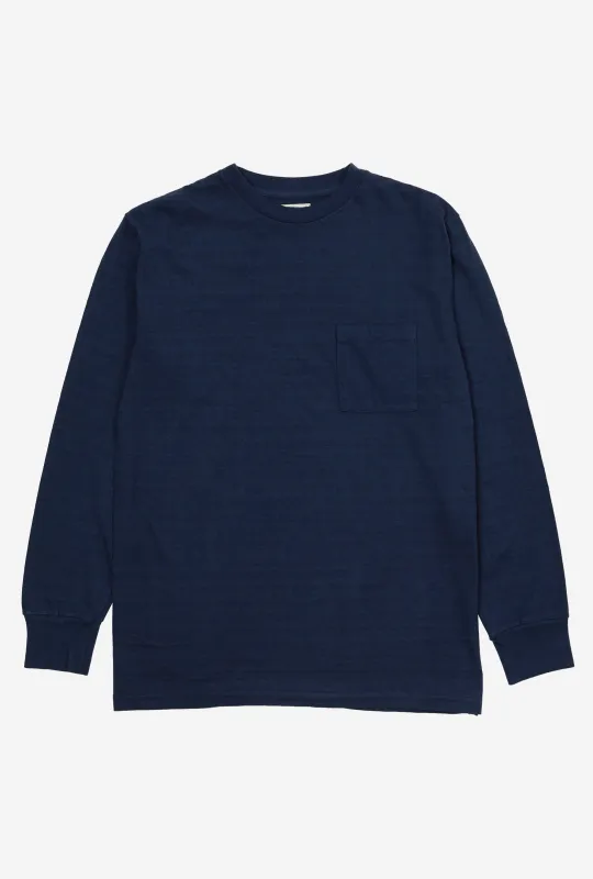Cotton Long Sleeve T-Shirt Navy sold by Anglo Italian