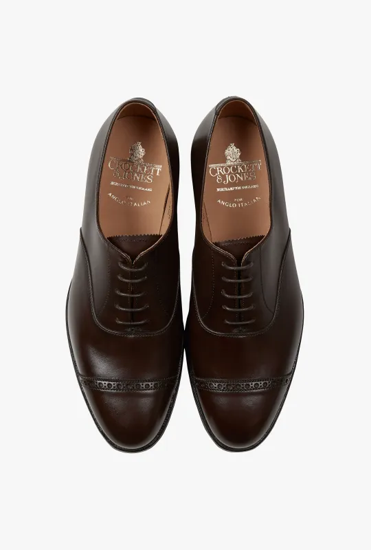 Crockett & Jones Burlington Oxford Espresso Calf City Sole sold by Anglo Italian