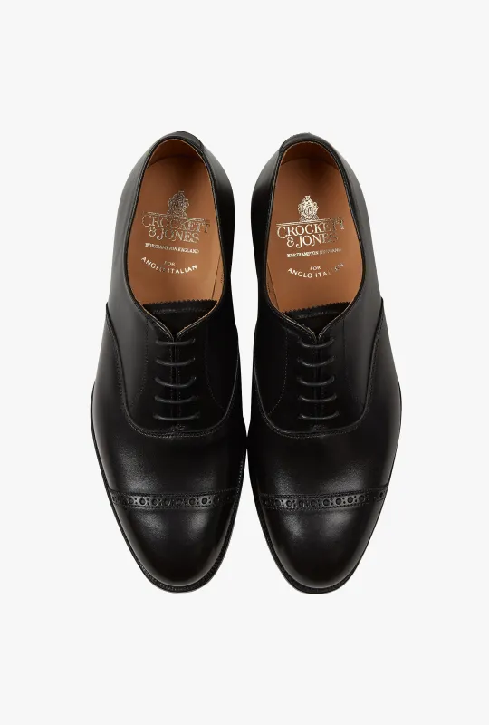 Crockett & Jones Burlington Oxford Black Calf City Sole sold by Anglo Italian