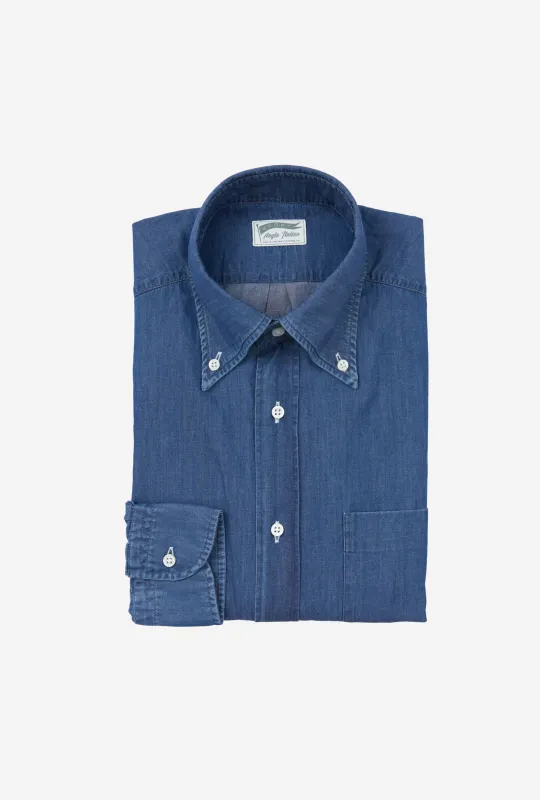 Button Down Sport Shirt Mid Wash Denim sold by Anglo Italian