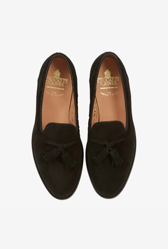 Crockett & Jones Studridge Loafer Black Suede City Sole sold by Anglo Italian