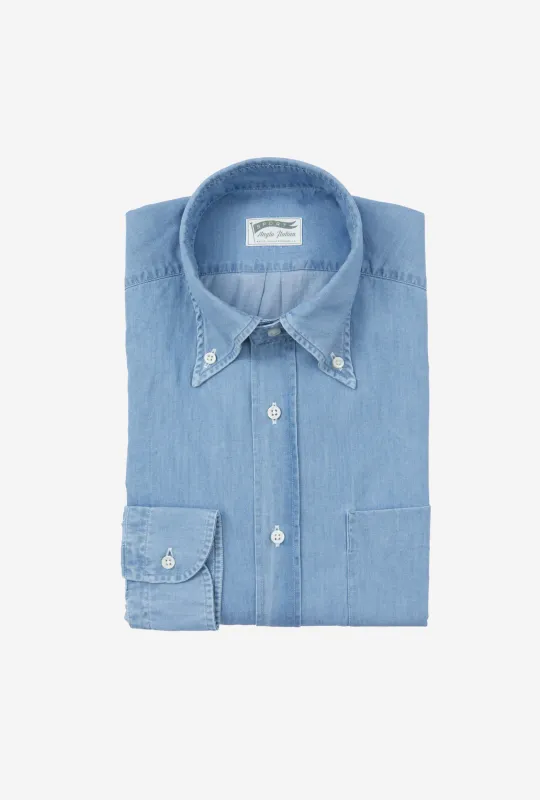 Button Down Sport Shirt Light Wash Denim sold by Anglo Italian