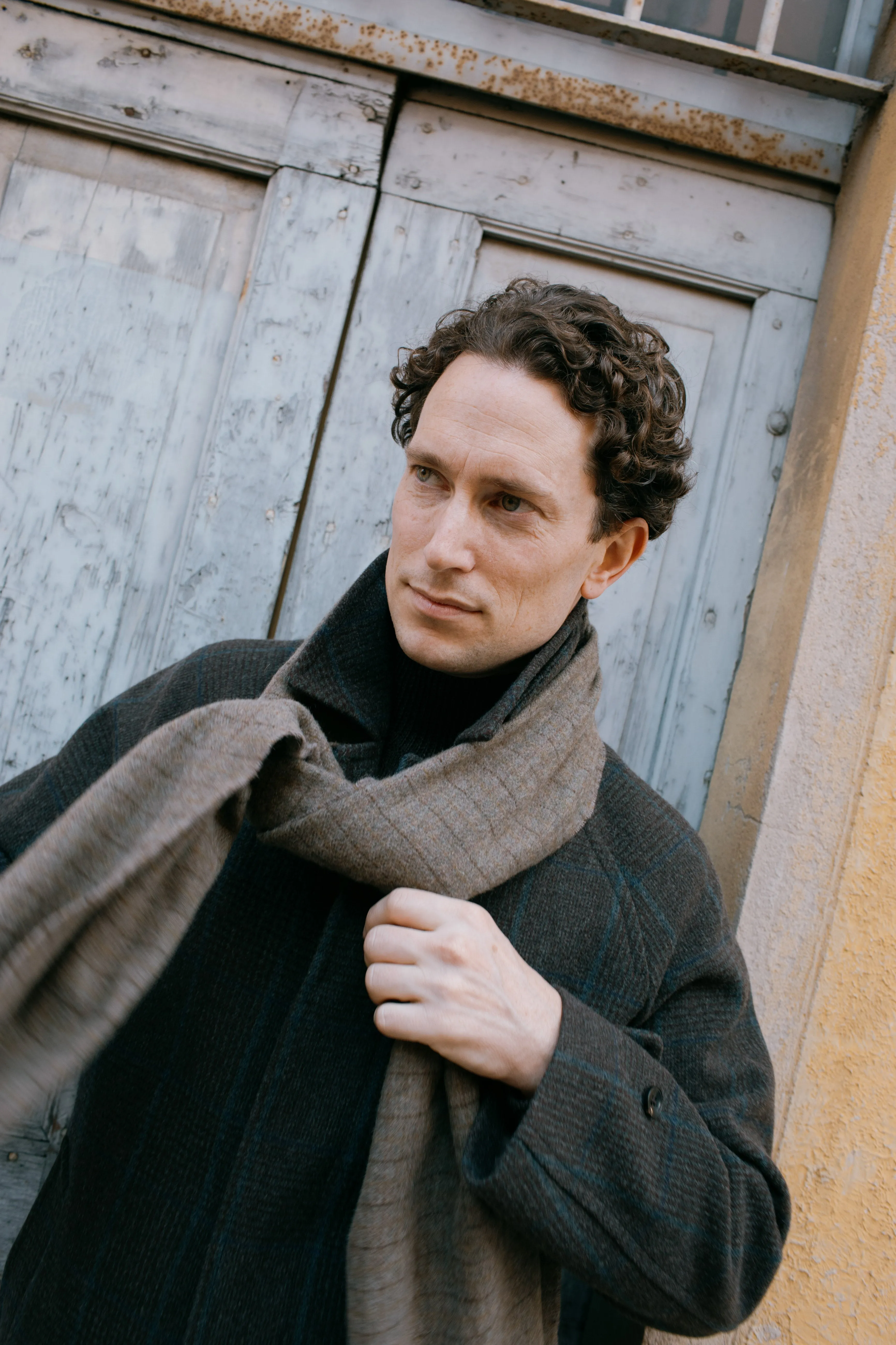 Raglan Sleeve Overcoat Wool Brown Glen Plaid Blue Overcheck sold by Anglo Italian product image thumbnail 2