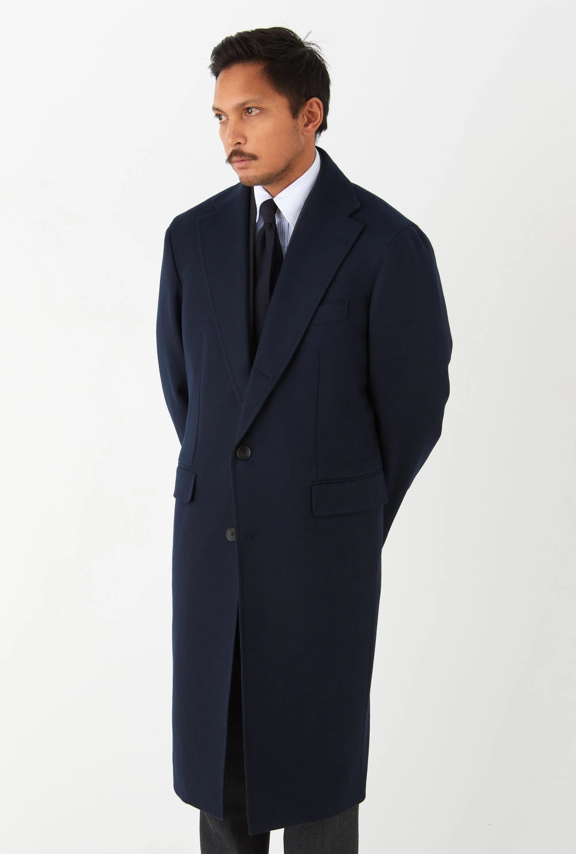 Single Breasted Overcoat Notch Lapel Navy sold by Anglo Italian product image thumbnail 2
