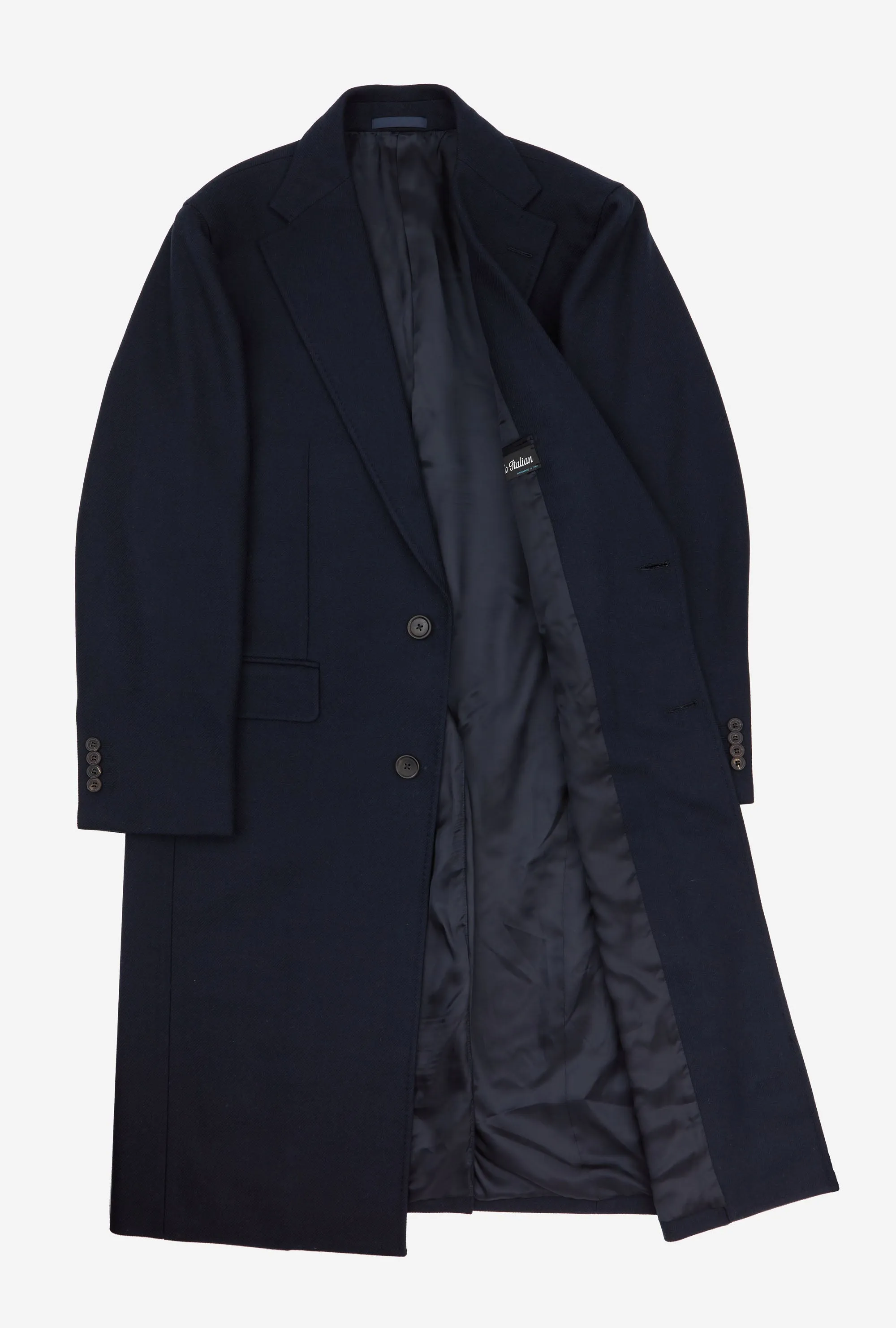 Single Breasted Overcoat Notch Lapel Navy sold by Anglo Italian product image thumbnail 4